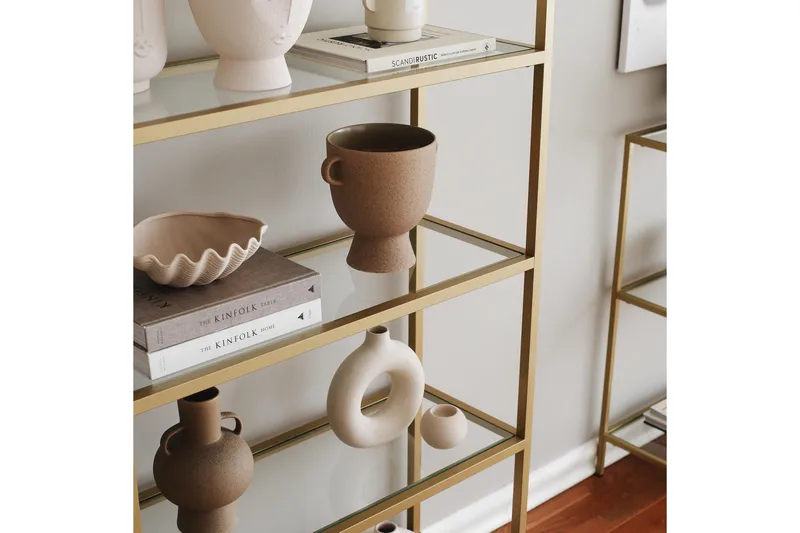 Jorrel Bokhylle 165x80 cm - Gull - Oppbevaring - Hylle - Bokhylle