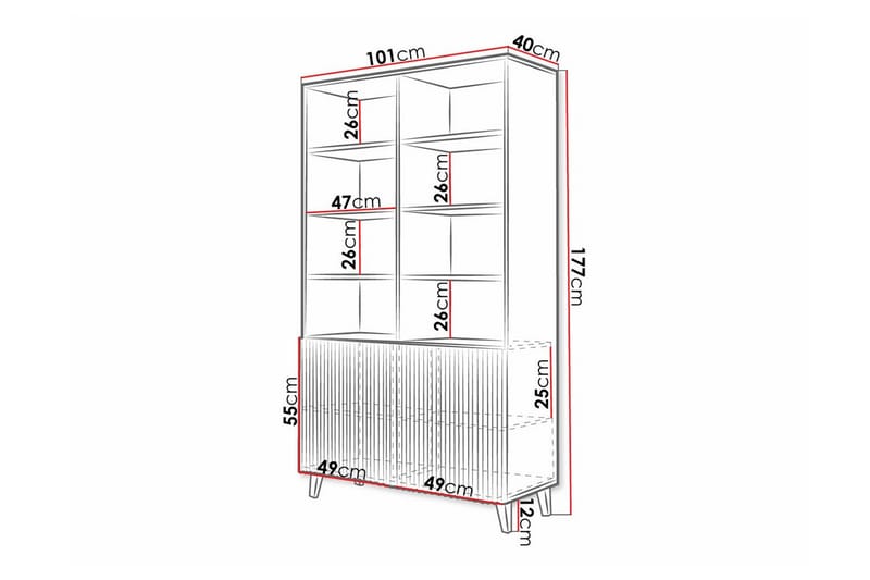 Juniskär Bokhylle 101 cm i Malt Tre - Hvit - Oppbevaring - Hylle - Bokhylle