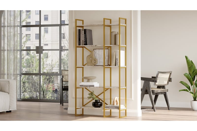 Kerakeha Bokhylle 87,5x30 cm Gull - Hanah Home - Oppbevaring - Hylle - Bokhylle