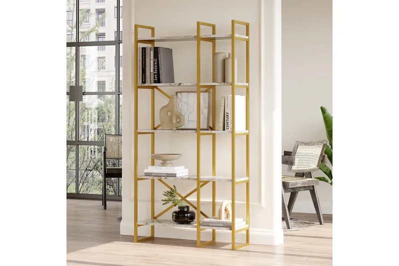 Kerakeha Bokhylle 87,5x30 cm Gull - Hanah Home - Oppbevaring - Hylle - Bokhylle