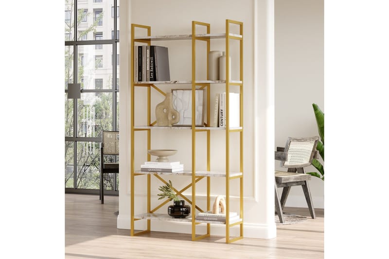 Kerakeha Bokhylle 87,5x30 cm Gull - Hanah Home - Oppbevaring - Hylle - Bokhylle