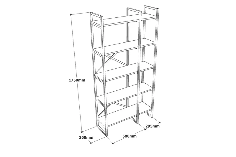 Kerakeha Bokhylle 87,5x30 cm Gull - Hanah Home - Oppbevaring - Hylle - Bokhylle