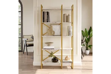 Kerakeha Bokhylle 87,5x30 cm Gull - Hanah Home - Oppbevaring - Hylle - Bokhylle