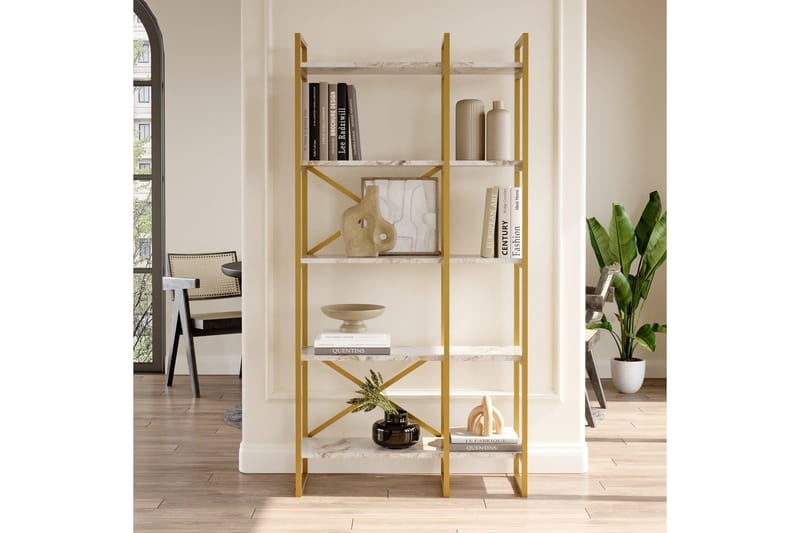Kerakeha Bokhylle 87,5x30 cm Gull - Hanah Home - Oppbevaring - Hylle - Bokhylle