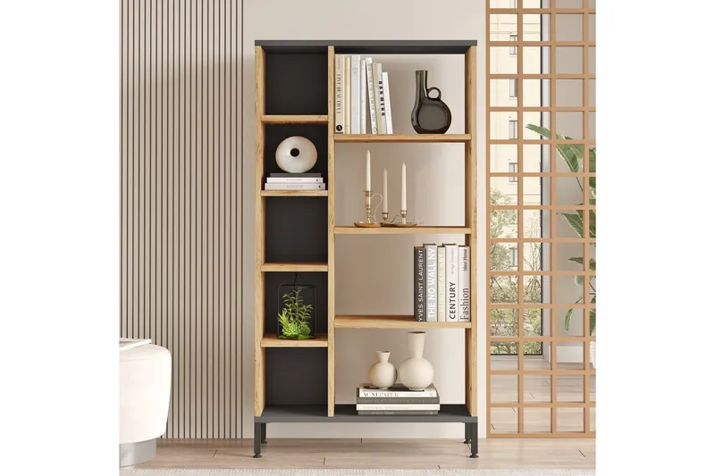 Keshav Bokhylle 72x25,5 cm Antrasitt/Brun - Hanah Home - Oppbevaring - Hylle - Bokhylle