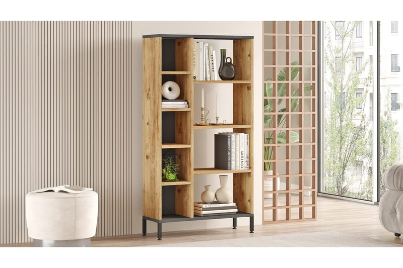 Keshav Bokhylle 72x25,5 cm Antrasitt/Brun - Hanah Home - Oppbevaring - Hylle - Bokhylle