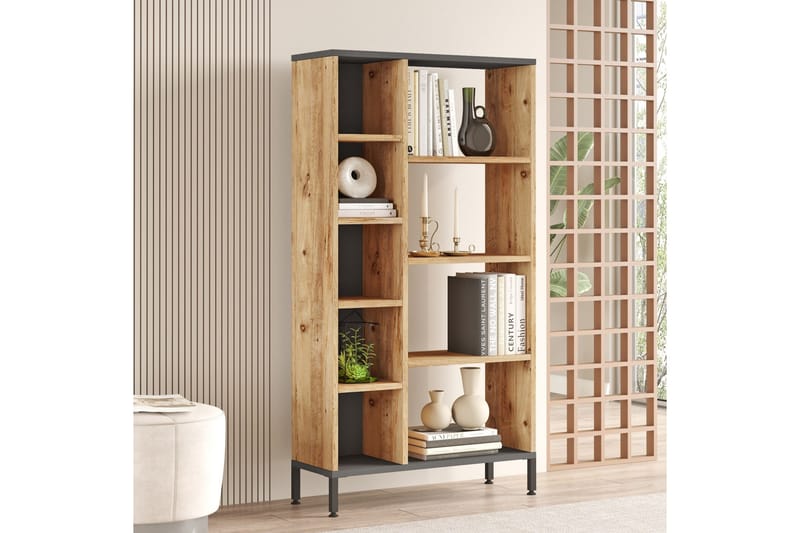 Keshav Bokhylle 72x25,5 cm Antrasitt/Brun - Hanah Home - Oppbevaring - Hylle - Bokhylle