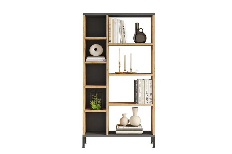 Keshav Bokhylle 72x25,5 cm Antrasitt/Brun, Hanah Home