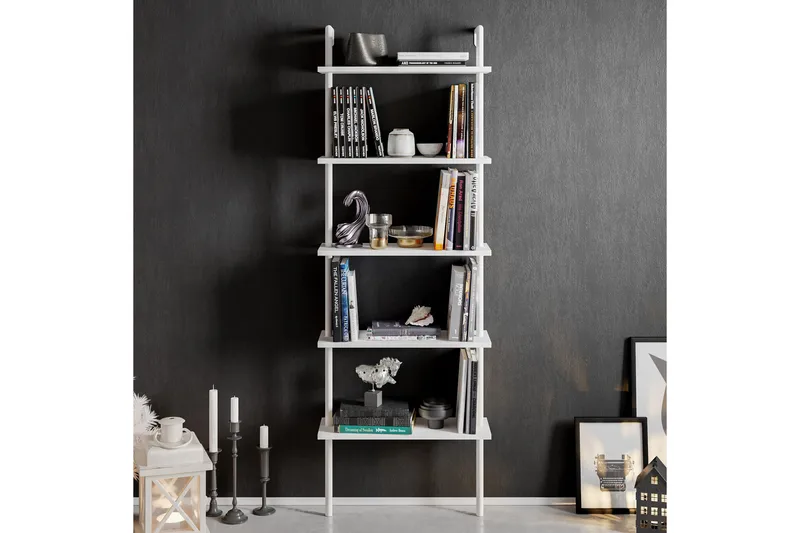 Konsterud Bokhylle - Hvit - Oppbevaring - Hylle - Stigehylle & trappehylle