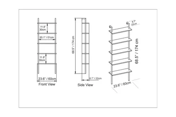 Konsterud Bokhylle - Hvit - Oppbevaring - Hylle - Stigehylle & trappehylle