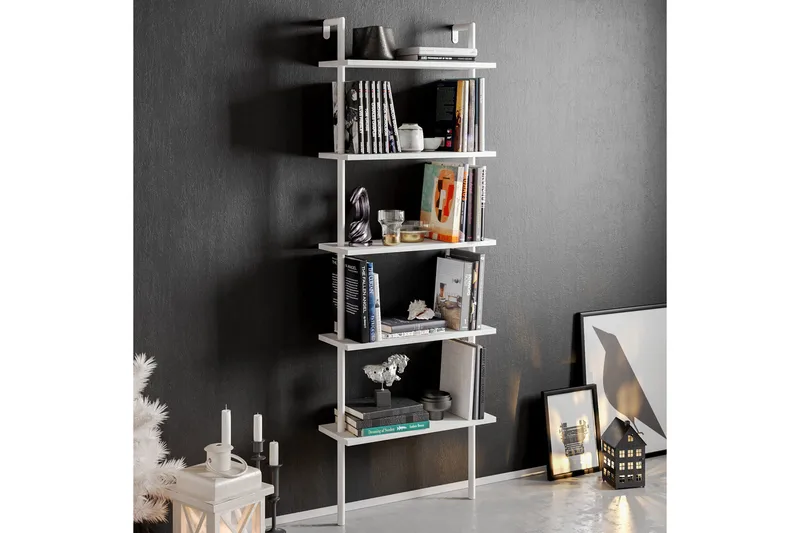 Konsterud Bokhylle - Hvit - Oppbevaring - Hylle - Stigehylle & trappehylle