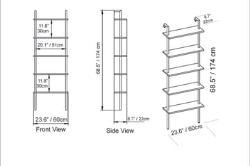 Konsterud Bokhylle - Svart/Marmor - Oppbevaring - Hylle - Stigehylle & trappehylle