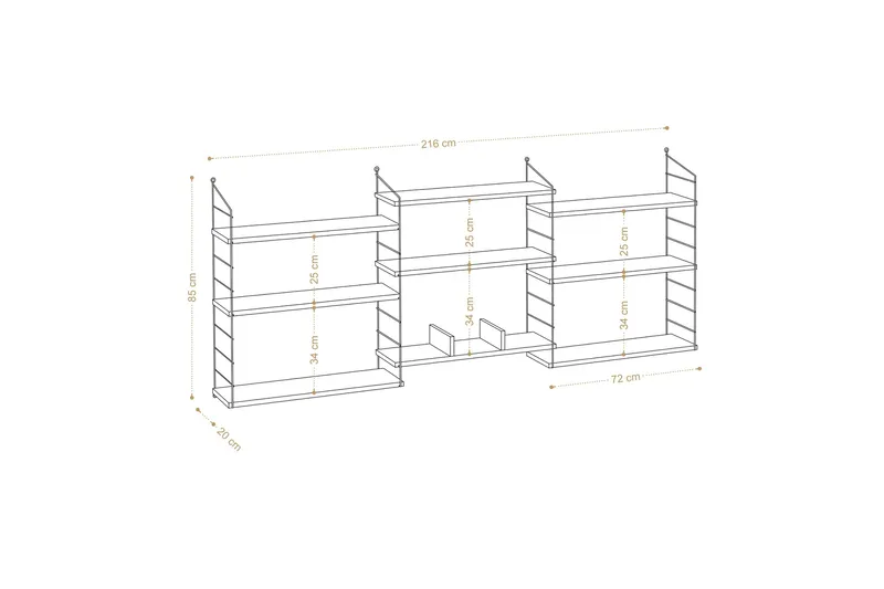 Laba Bokhylle 85x20 cm Brun - Hanah Home - Oppbevaring - Hylle - Bokhylle