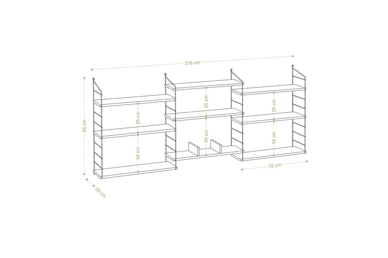 Laba Bokhylle 85x20 cm Brun - Hanah Home - Oppbevaring - Hylle - Bokhylle