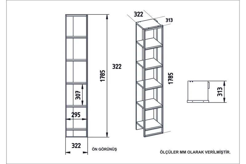 Lachasity Bokhylle 64 cm - Gull|Hvit - Oppbevaring - Hylle - Bokhylle