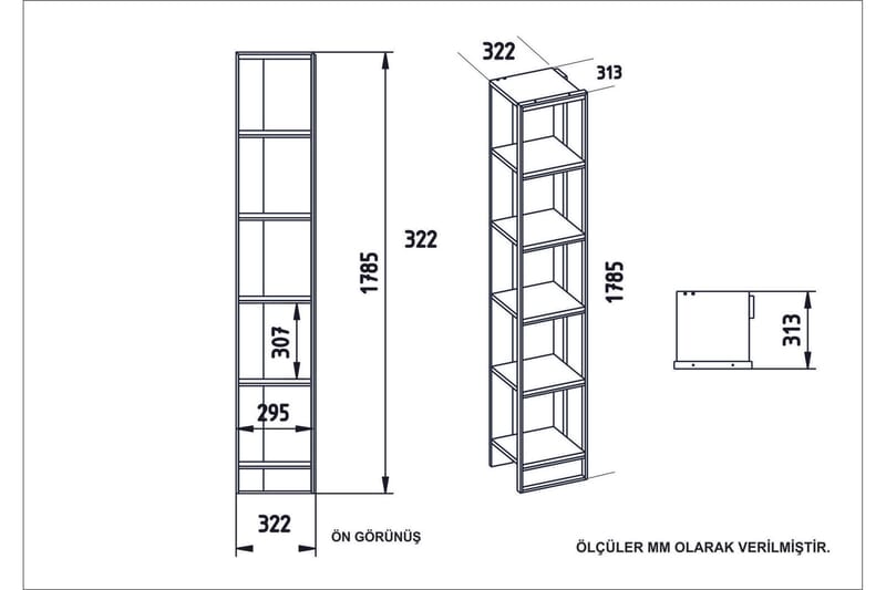 Lachasity Bokhylle 64 cm - Gull|Hvit - Oppbevaring - Hylle - Bokhylle