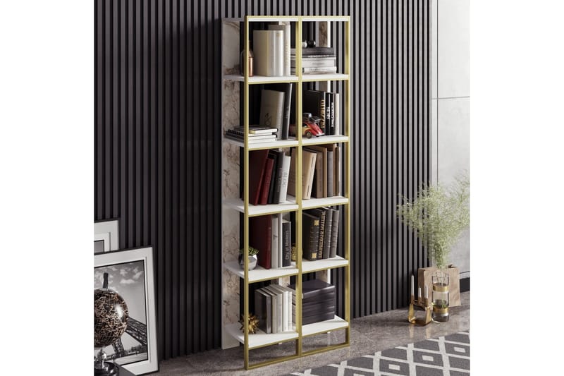 Lachasity Bokhylle 64 cm - Gull|Hvit - Oppbevaring - Hylle - Bokhylle