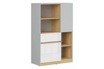 Leokkol Bokhylle 80 cm - Hvit|Tre/natur|Grå - Oppbevaring - Hylle - Bokhylle