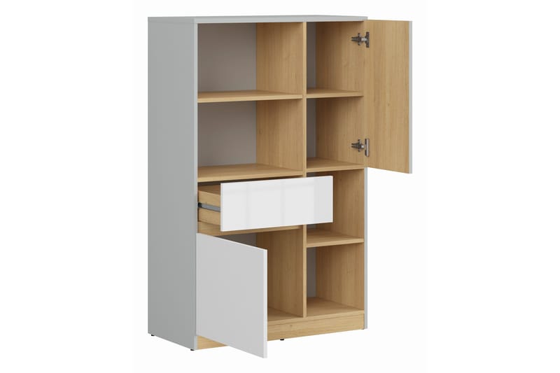 Leokkol Bokhylle 80 cm - Hvit|Tre/natur|Grå - Oppbevaring - Hylle - Bokhylle