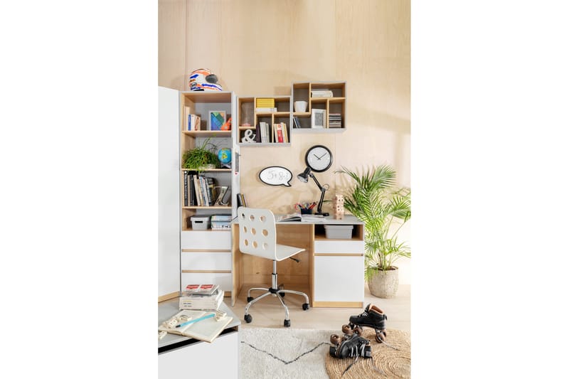 Leokkol Skap 50 cm - Hvit|Tre/natur|Grå - Oppbevaring - Hylle - Bokhylle