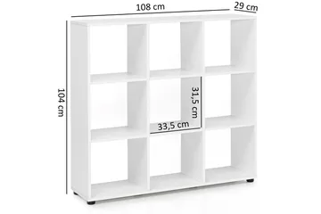 Milahn Bokhylle 108 cm i Malt Tre - Hvit - Oppbevaring - Hylle - Bokhylle