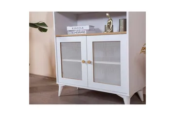 Bokhylle Mjudi Hvit / Eik - Hvit - Oppbevaring - Hylle - Bokhylle