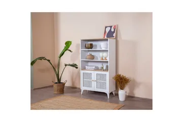 Bokhylle Mjudi Hvit / Eik - Hvit - Oppbevaring - Hylle - Bokhylle