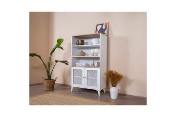 Bokhylle Mjudi Hvit / Eik - Hvit - Oppbevaring - Hylle - Bokhylle