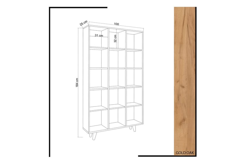 Mod Bokhylle 100 cm i Eik - Brun - Oppbevaring - Hylle - Bokhylle