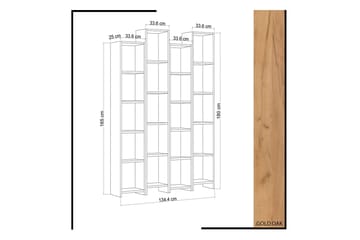 Mod Bokhylle 134 cm i Eik - Hvit|Brun - Oppbevaring - Hylle - Bokhylle