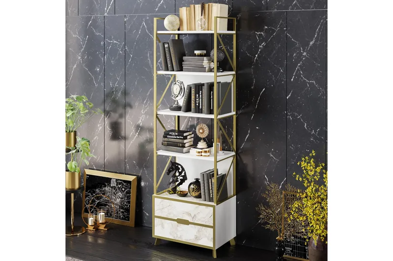 Ocotla Bokhylle 60x35 cm 5 Hyller - Hvit - Oppbevaring - Hylle - Bokhylle