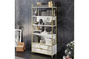 Ocotla Bokhylle 89x35 cm 5 Hyller - Hvit - Oppbevaring - Hylle - Bokhylle