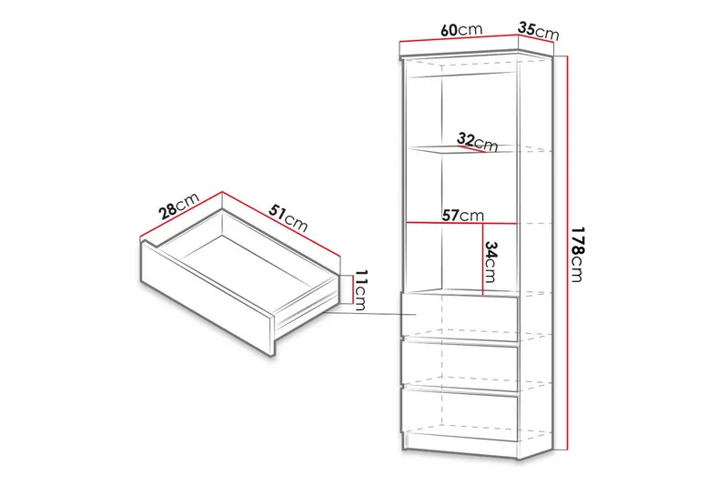 Office Hylle 60x35x180 cm - Oppbevaring - Hylle - Bokhylle