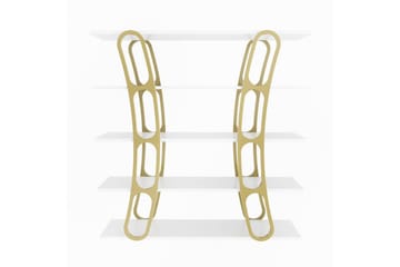 Bokhylle Quenla Hvit / Gull - Hvit / Gull - Oppbevaring - Hylle - Bokhylle