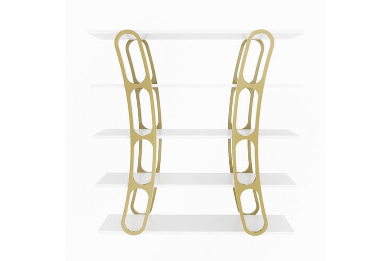 Bokhylle Quenla Hvit / Gull - Hvit / Gull - Oppbevaring - Hylle - Bokhylle