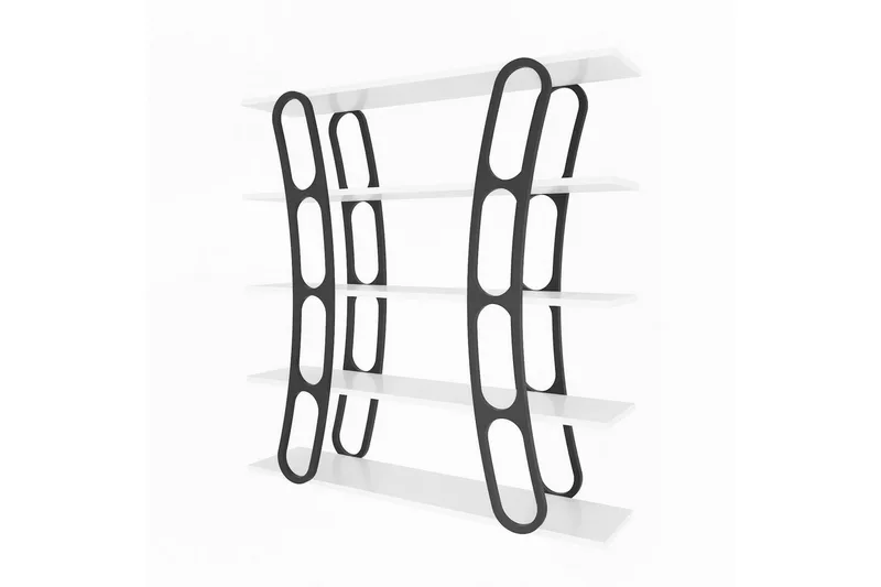 Bokhylle Quenla Hvit / Svart, Hvit / Svart