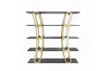 Bokhylle Quenla Svart / Gull - Svart / Gull - Oppbevaring - Hylle - Bokhylle