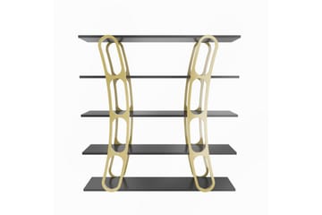 Bokhylle Quenla Svart / Gull - Svart / Gull - Oppbevaring - Hylle - Bokhylle