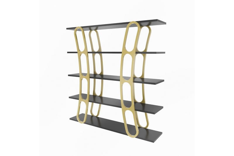 Bokhylle Quenla Svart / Gull, Svart / Gull