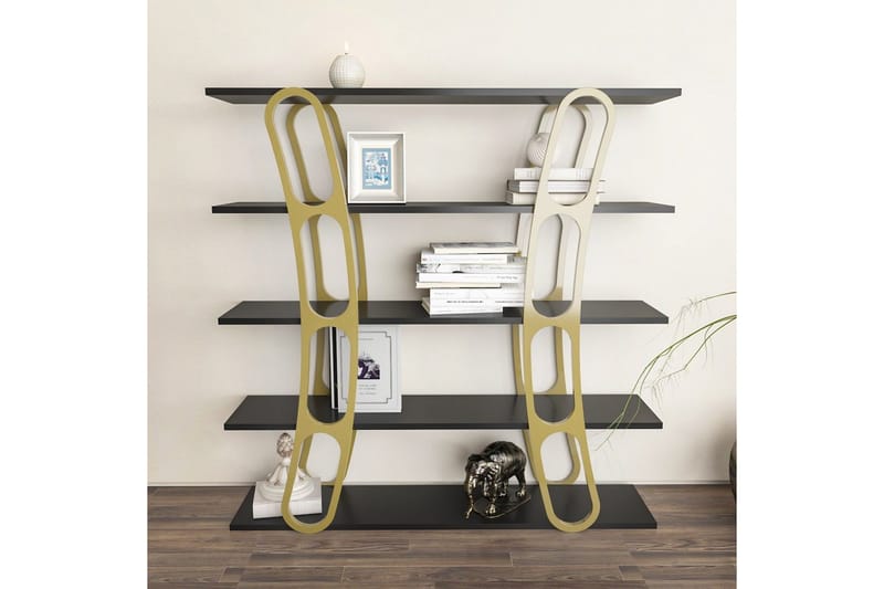 Bokhylle Quenla Svart / Gull - Svart / Gull - Oppbevaring - Hylle - Bokhylle
