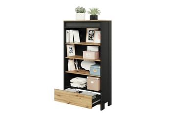Rathmore Bokhylle 72 cm i Eik - Svart - Oppbevaring - Hylle - Bokhylle
