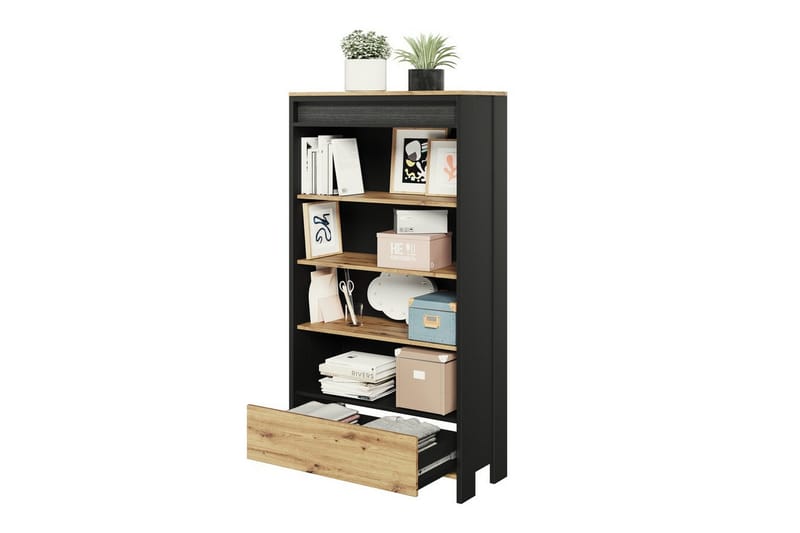 Rathmore Bokhylle 72 cm i Eik - Svart - Oppbevaring - Hylle - Bokhylle