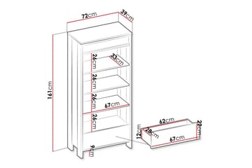 Rathmore Bokhylle 72 cm i Eik - Svart - Oppbevaring - Hylle - Bokhylle