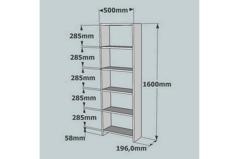 Rinorea Bokhylle 160 cm i Eik - Brun - Oppbevaring - Hylle - Bokhylle