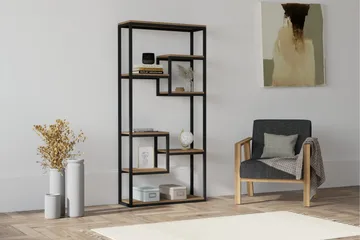 Rinorea Bokhylle 85 cm i Metall med Treplate - Sort - Oppbevaring - Hylle - Bokhylle