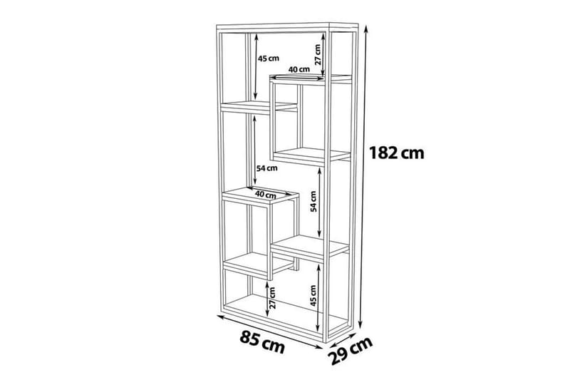 Rinorea Bokhylle 85 cm i Metall med Treplate - Sort - Oppbevaring - Hylle - Bokhylle