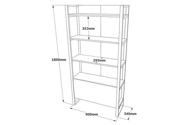 Rinorea Bokhylle 90 cm i Eik - Lysebrun - Oppbevaring - Hylle - Bokhylle