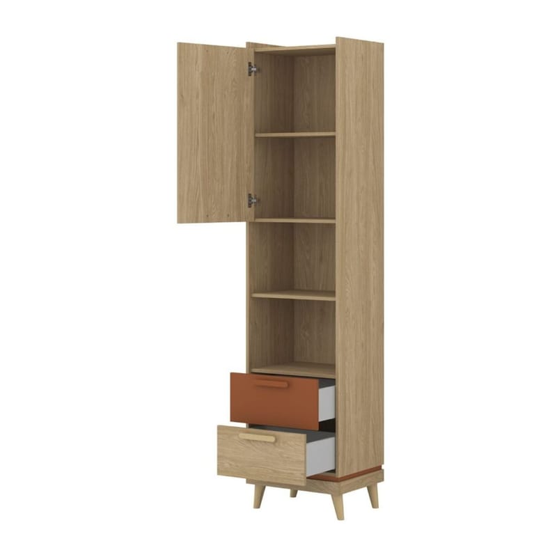 Bokhylle Scandi 1 dør med 2 skuffer - Oppbevaring - Hylle - Bokhylle