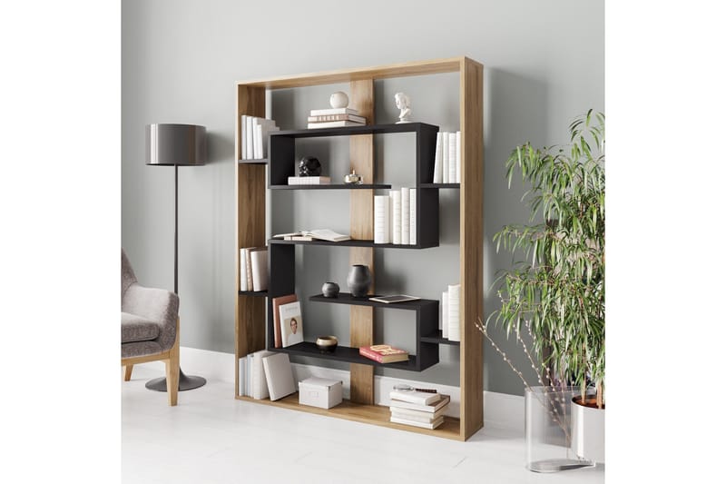 Schmand Bokhylle 120 cm - Svart|Eik - Oppbevaring - Hylle - Bokhylle