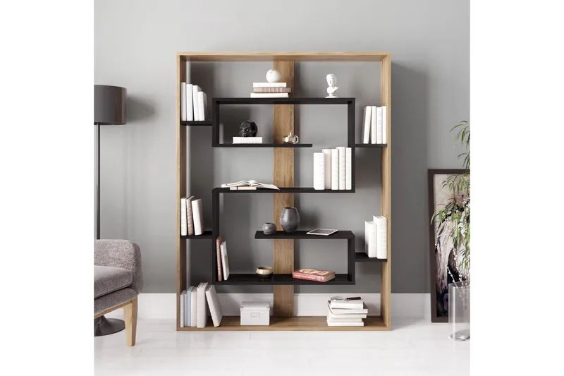 Schmand Bokhylle 120 cm - Svart|Eik - Oppbevaring - Hylle - Bokhylle